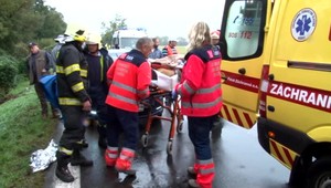 Auto vyletelo z cesty a zaseklo sa medzi stromy