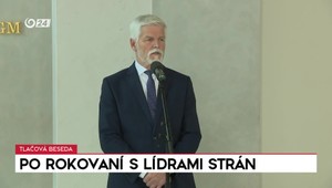Tlačová beseda českého prezidenta Petra Pavla po rokovaní s lídrami strán