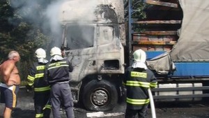 Kamión horel, zatiaľ čo v ňom šofér telefonoval