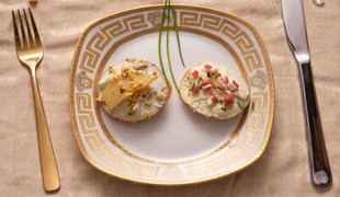 Tortilové košíčky s nivovou a bryndzovou plnkou