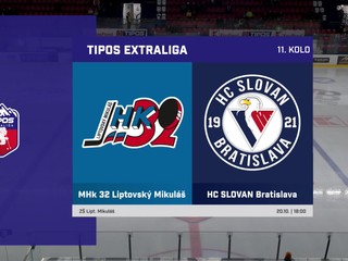 HK 32 Liptovský Mikuláš - HC SLOVAN Bratislava 3:2sn v 11. kole Tipos extraligy