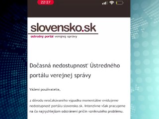 Hlavný portál nášho štátu "Slovensko.sk" padol