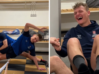 Slovenskí hokejisti v netradičných polohách: Skúšali párovú jógu a takto im to šlo!