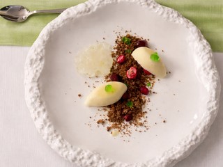 Kakaová hlina, pivná zmrzlina, brezový gél a kaviár z pepermintky