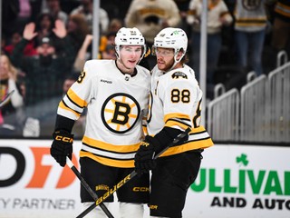 Pastrňák šesťkrát asistoval, Zacha strelil hattrick