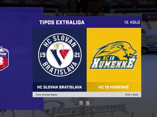 HC Slovan Bratislava - HC 19 Humenné 4:3 pp v 13. kole Tipos extraligy