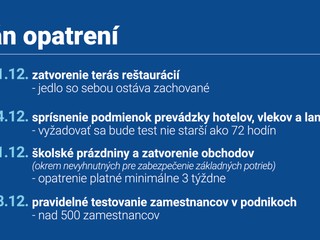 Zatvorené terasy, test na lyžovačku, ale aj zatvorené obchody. Pozrite si prehľad nových opatrení