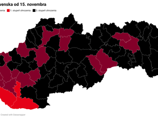 COVID AUTOMAT: Mapa Slovenska bude opäť tmavšia. Pribudlo 16 čiernych okresov