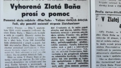 Obyvatelia prišli o strechu nad hlavou a ušli do lesov. Pred 82 rokmi vypálili Zlatú Baňu