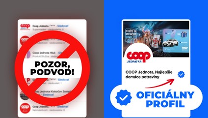 Pozor: Nenaleťte na falošné profily vydávajúce sa za COOP Jednotu