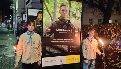 Českí bojovníci Karol, Martin, Michal a Tomáš padli na Ukrajine. V Zlíne si uctili ich pamiatku