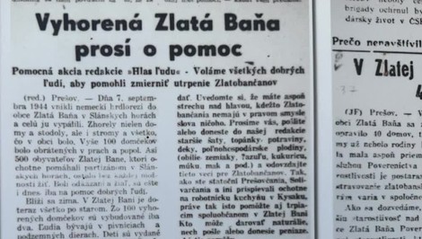Obyvatelia prišli o strechu nad hlavou a ušli do lesov. Pred 82 rokmi vypálili Zlatú Baňu