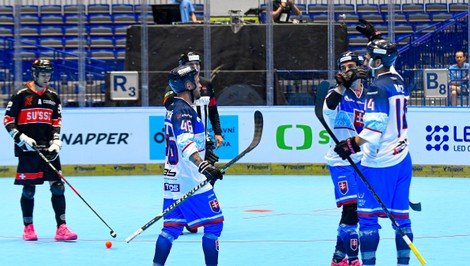 Slovenskí hokejbalisti zdolali na úvod MS Švajčiarsko