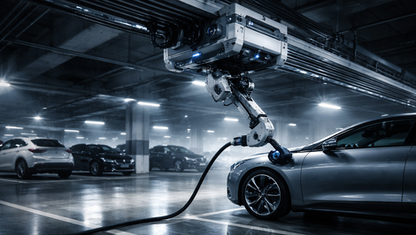 Roboty v Číne lezú po strope: Nabíjajú autá