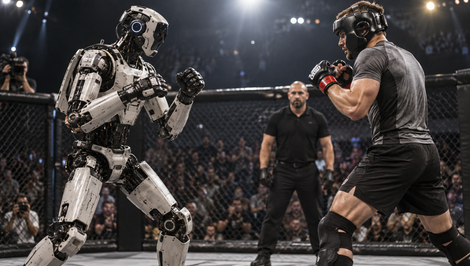 Človek vs. humanoid v klietke. Zápas mal nečakaný háčik