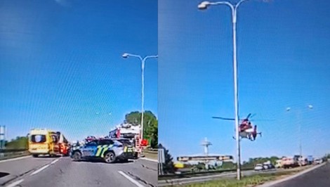 Vážna nehoda pri Piešťanoch: Autobus sa zrazil s autami, zasahuje vrtuľník