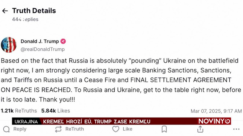 KREMEĽ HROZÍ EÚ, TRUMP ZASE KREMĽU