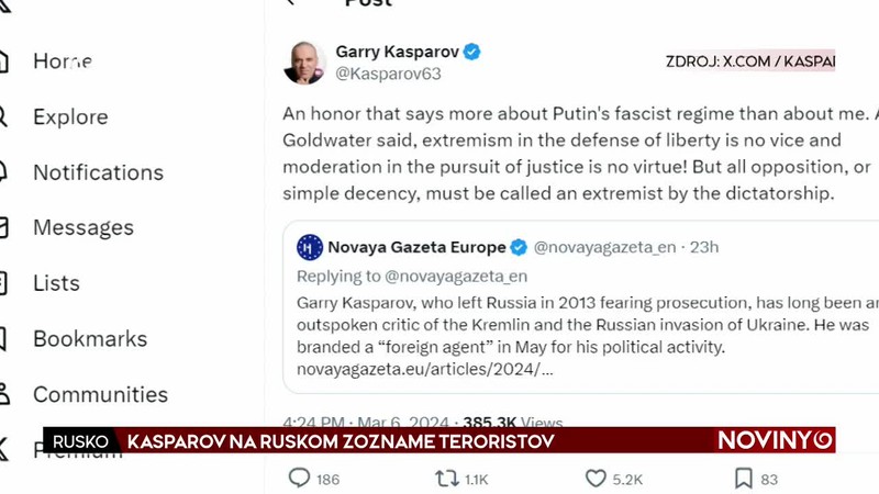 KASPAROV NA RUSKOM ZOZNAME TERORISTOV