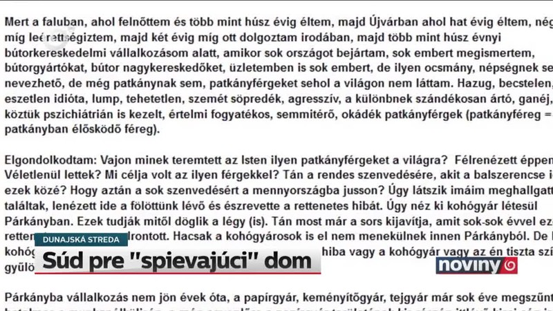 Súd pre "spievajúci" dom