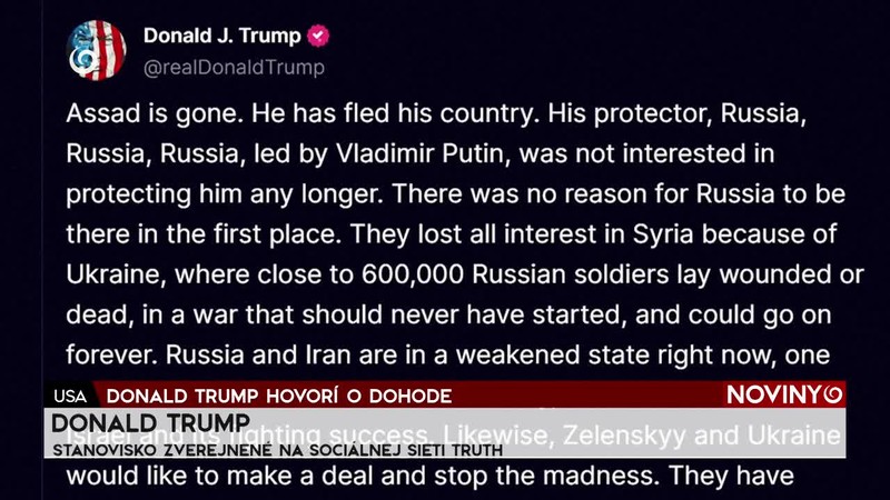 DONALD TRUMP HOVORÍ O DOHODE