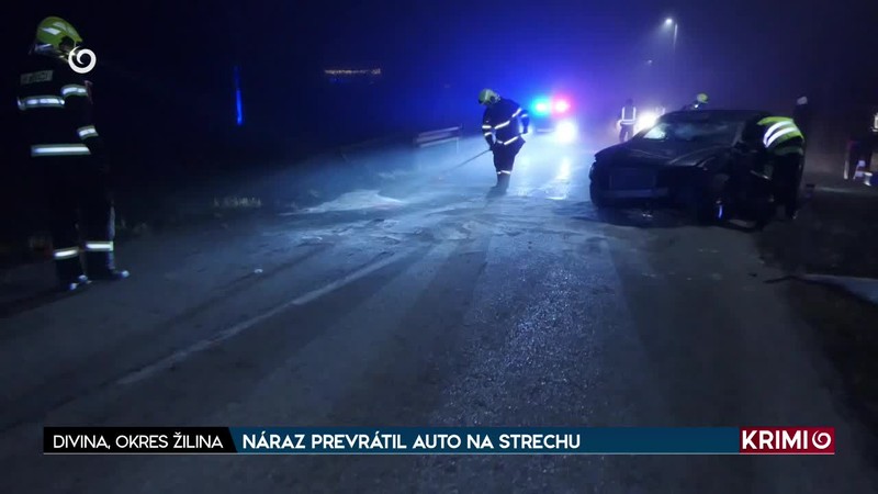 NÁRAZ PREVRÁTIL AUTO NA STRECHU
