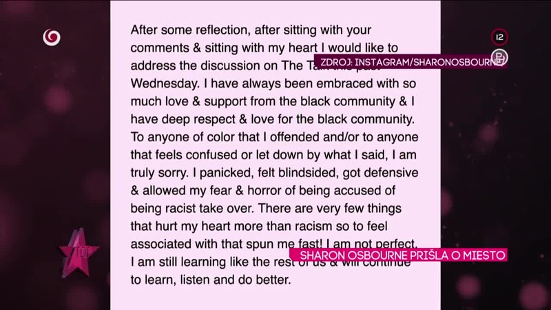 SHARON OSBOURNE PRIŠLA O MIESTO