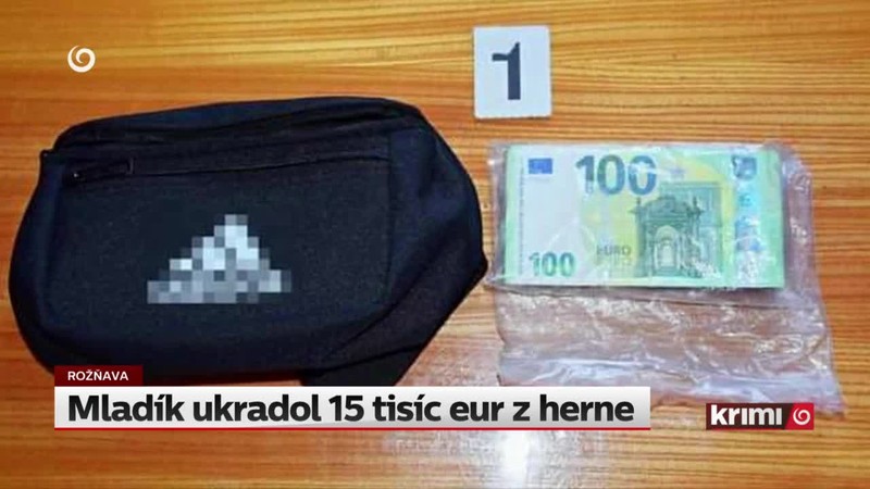 Mladík ukradol 15 tisíc eur z herne