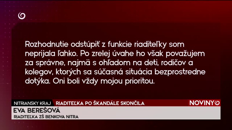 RIADITEĽKA PO ŠKANDÁLE SKONČILA