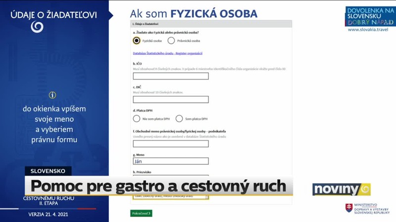 Pomoc pre gastro a cestovný ruch