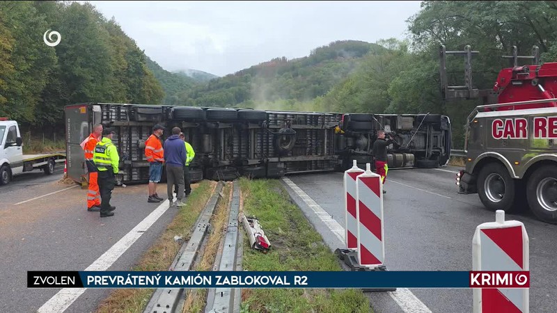 PREVRÁTENÝ KAMIÓN ZABLOKOVAL R2