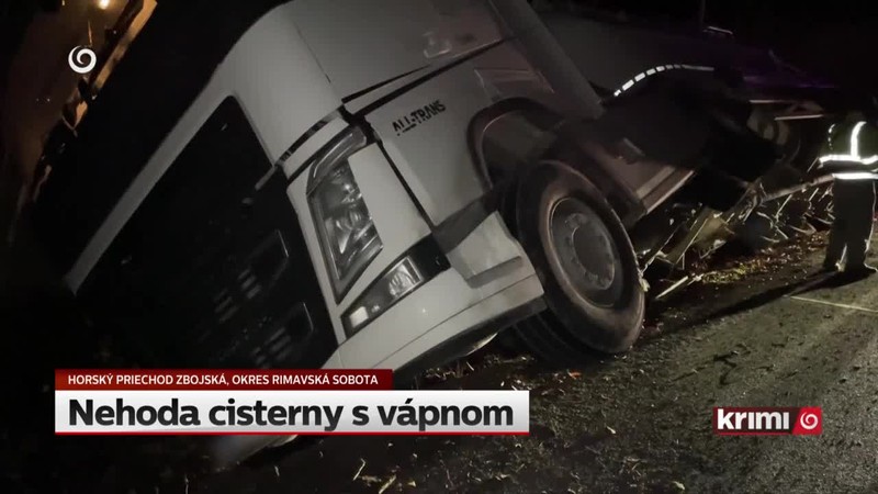 Nehoda cisterny s vápnom