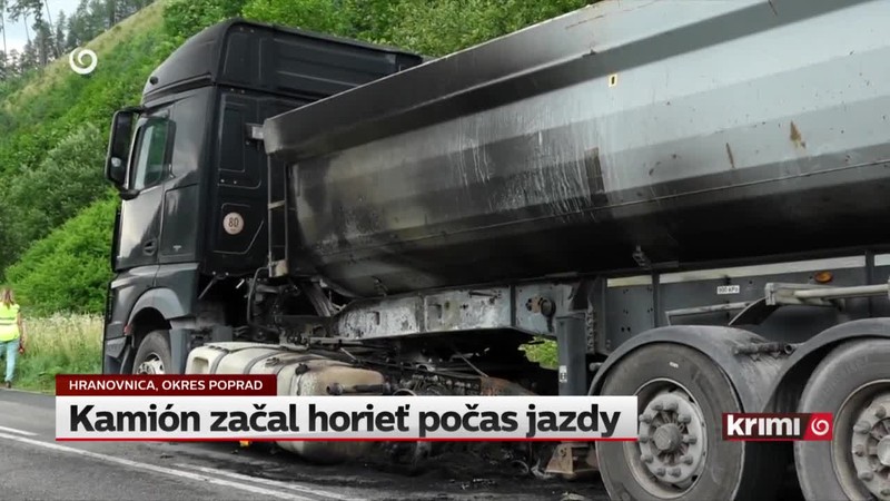 Kamión začal horieť počas jazdy