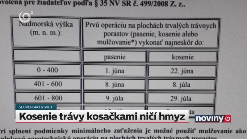 Kosenie trávy kosačkami ničí hmyz