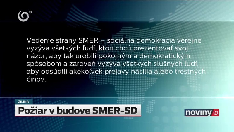 Požiar v budove SMER-SD
