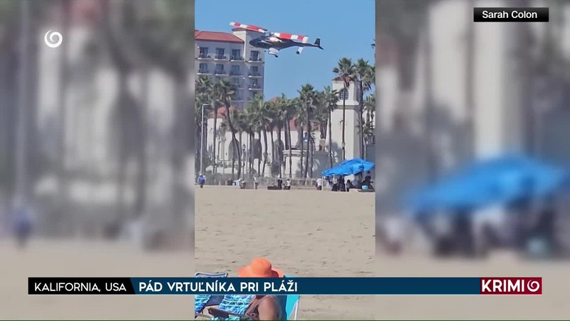 PÁD VRTUĽNÍKA PRI PLÁŽI