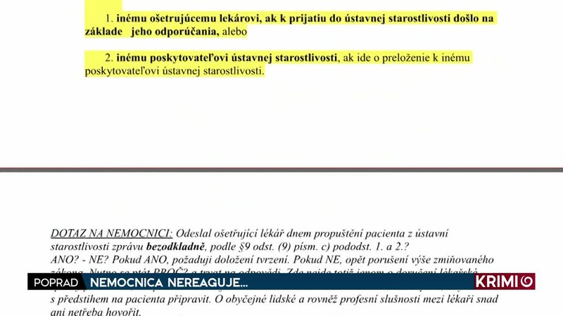 NEMOCNICA NEREAGUJE...