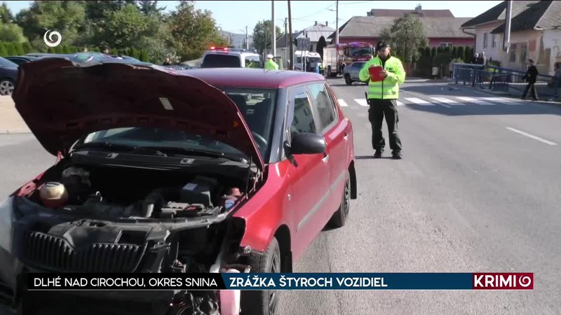 ZRÁŽKA ŠTYROCH VOZIDIEL