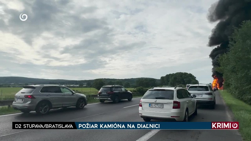 POŽIAR KAMIÓNA NA DIAĽNICI