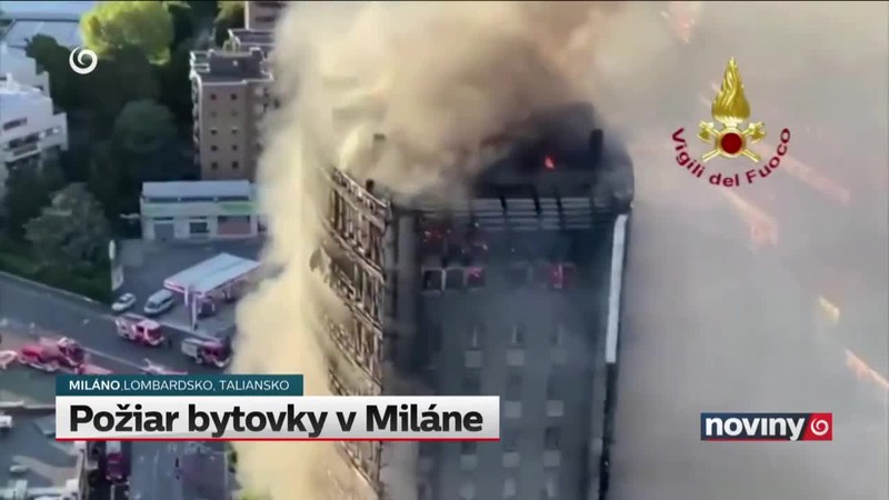 Požiar bytovky v Miláne