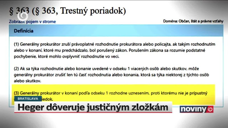 Heger dôveruje justičným zložkám