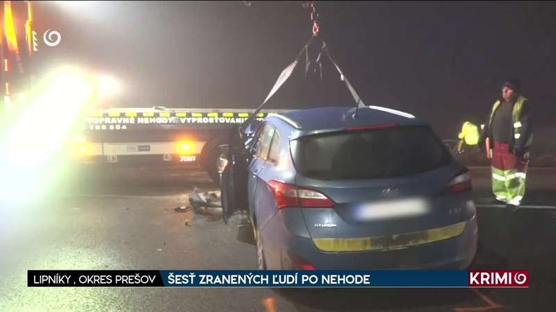 ŠESŤ ZRANENÝCH ĽUDÍ PO NEHODE