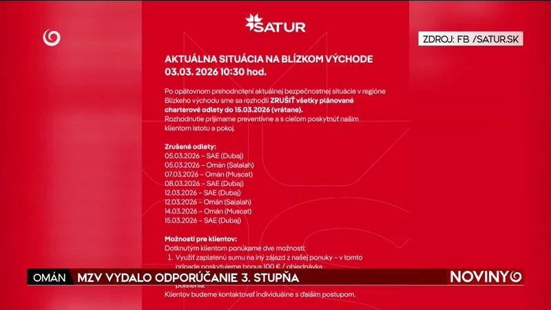 MZV VYDALO ODPORÚČANIE 3. STUPŇA