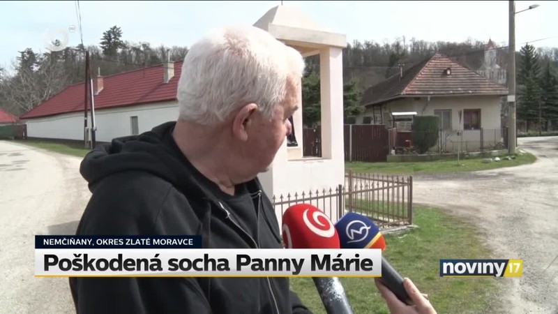 Poškodená socha Panny Márie
