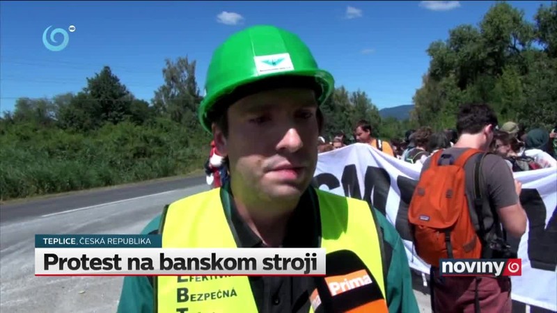 Protest na banskom stroji