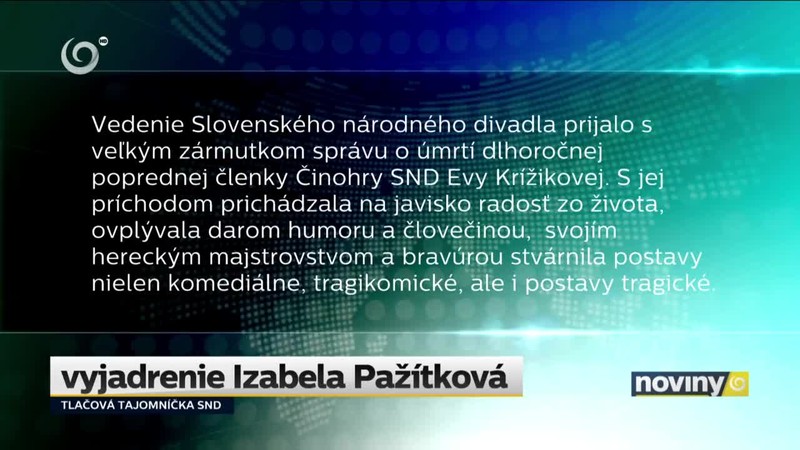 Zomrela Eva Krížiková