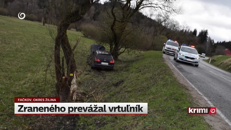 Zraneného prevážal vrtuľník
