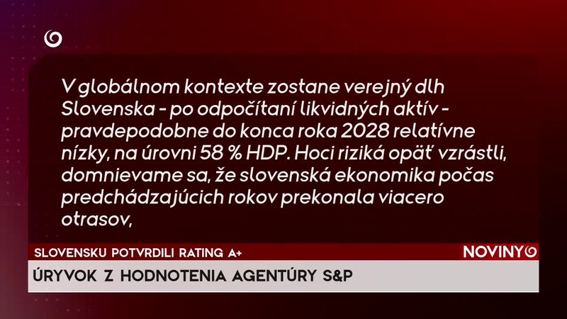 SLOVENSKU POTVRDILI RATING A+