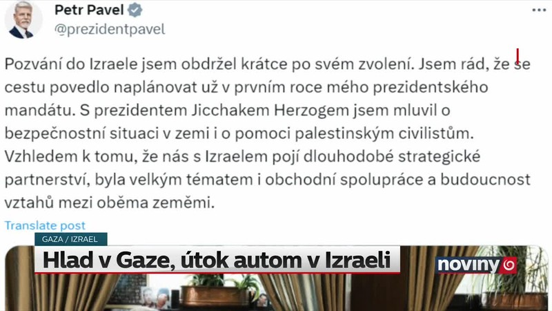 Hlad v Gaze, útok autom v Izraeli