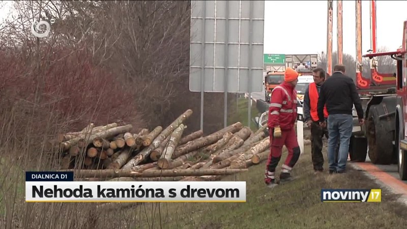 Nehoda kamióna s drevom