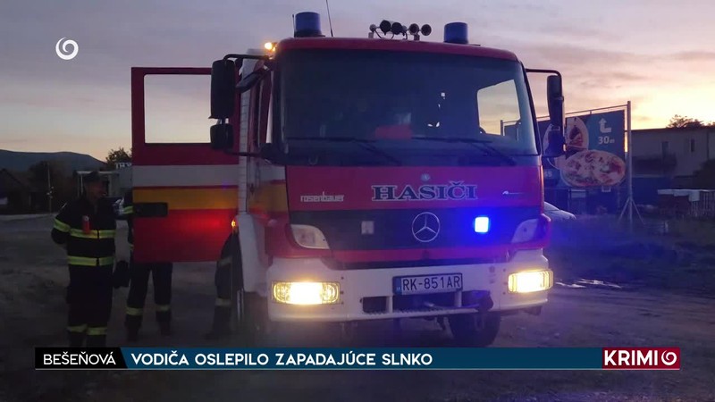 VODIČA OSLEPILO ZAPADAJÚCE SLNKO